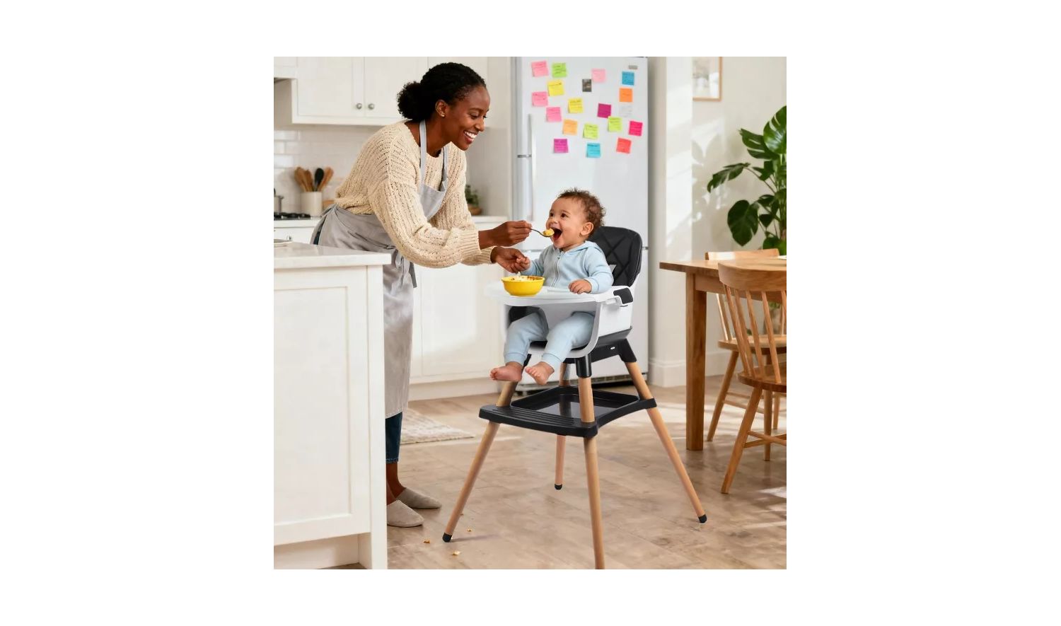 7-in-1 Convertible Baby High Chair with Removable Tray and 5-Point Harness