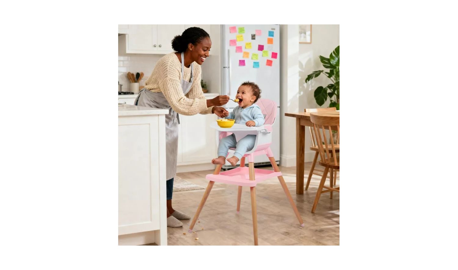 7-in-1 Convertible Baby High Chair with Removable Tray and 5-Point Harness