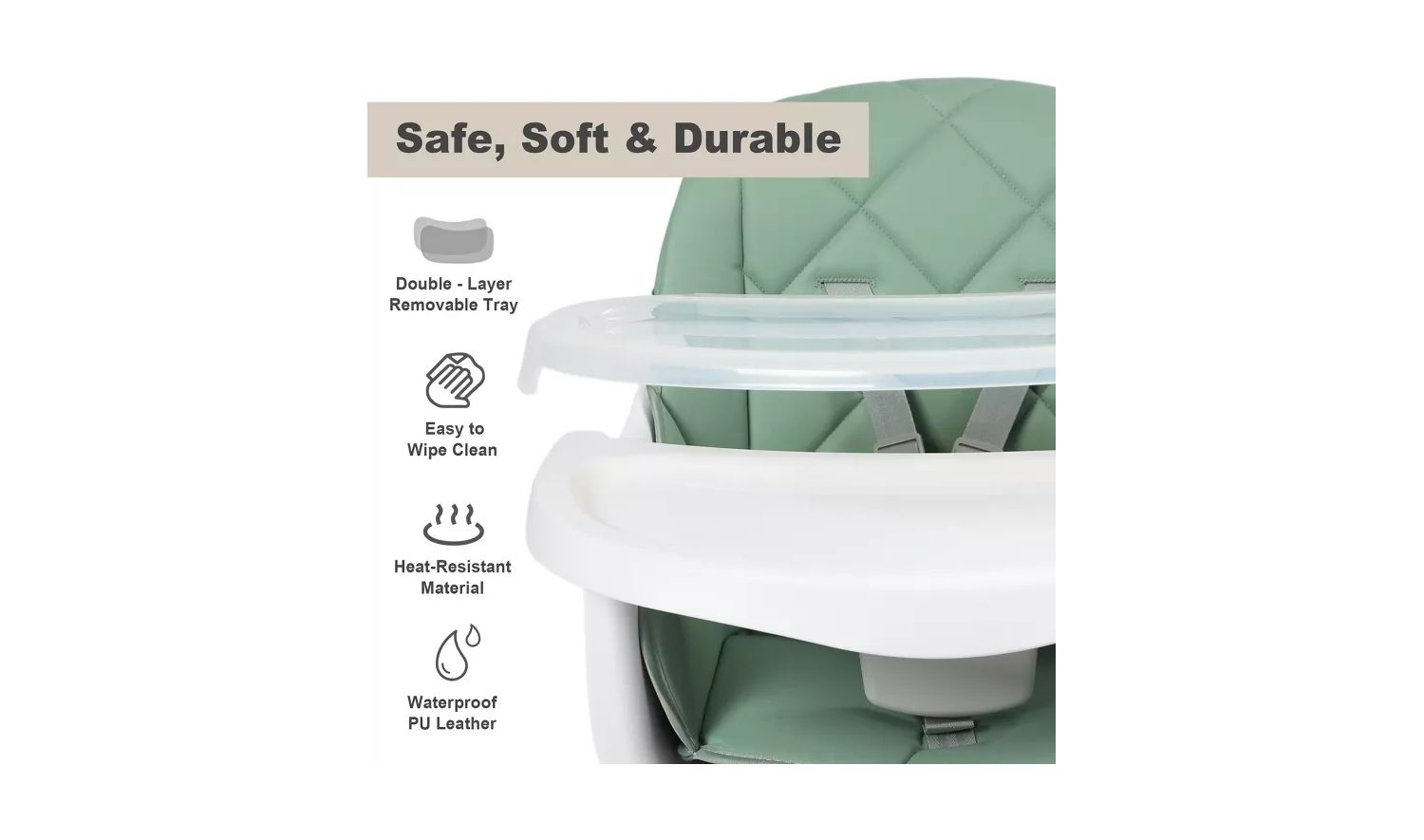 7-in-1 Convertible Baby High Chair with Removable Tray and 5-Point Harness