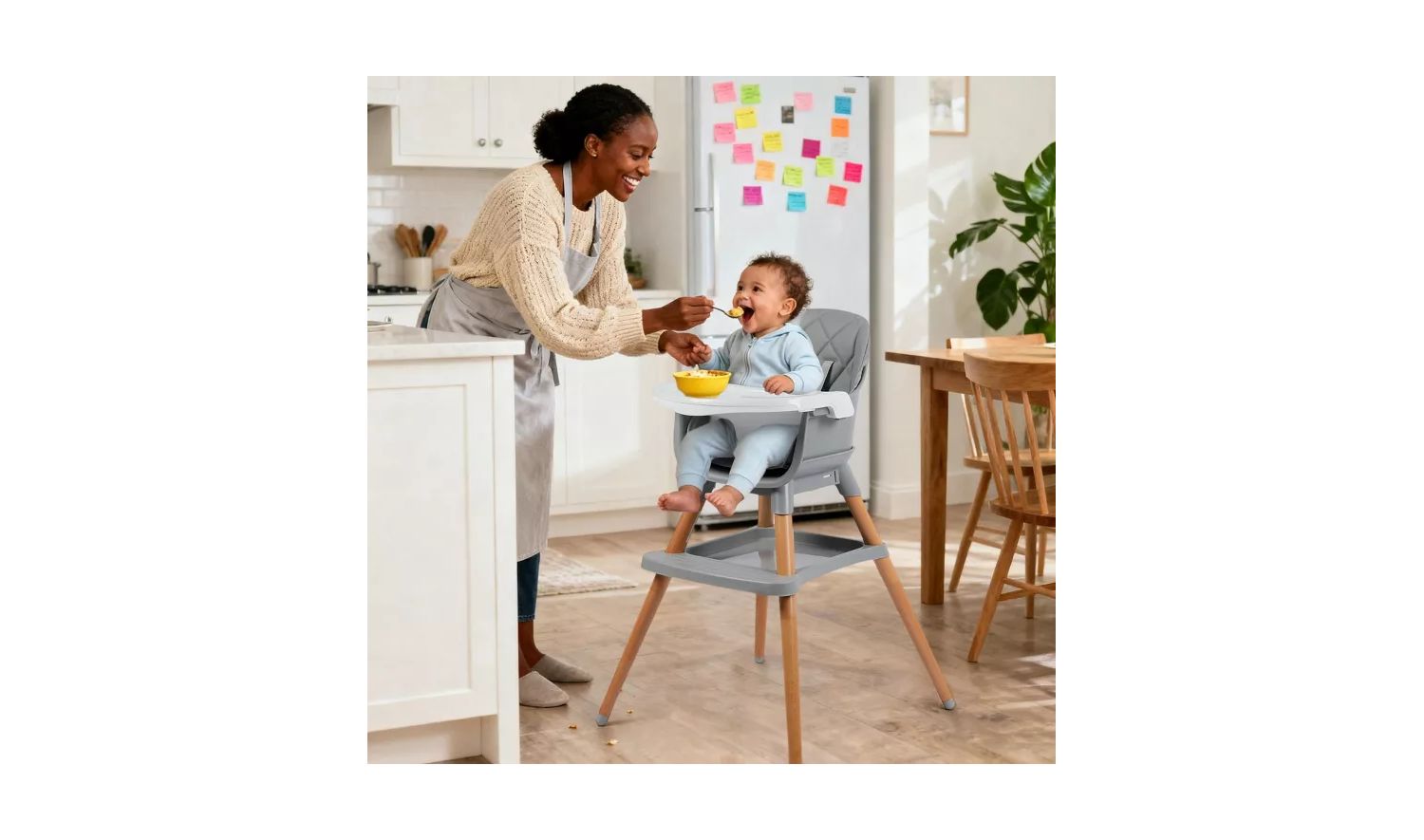 7-in-1 Convertible Baby High Chair with Removable Tray and 5-Point Harness