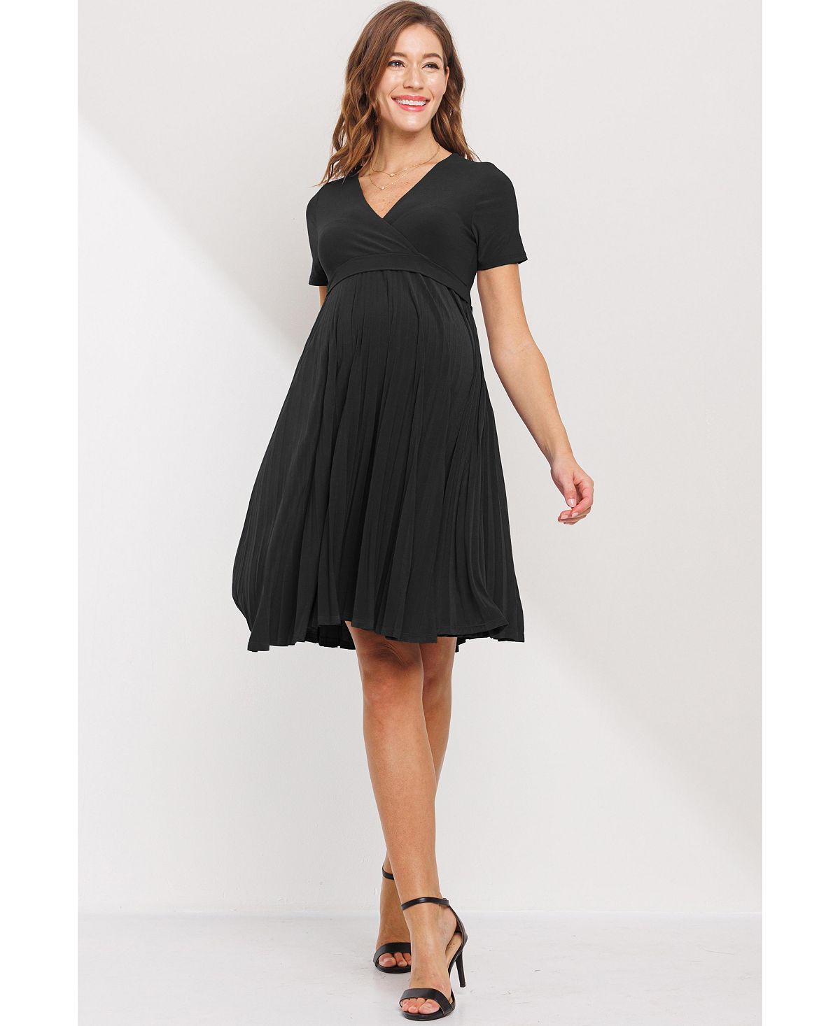 Hello Miz Maternity A-Line Pleated V-Neck Nursing Dress view 5 — MAYCSS fashion products