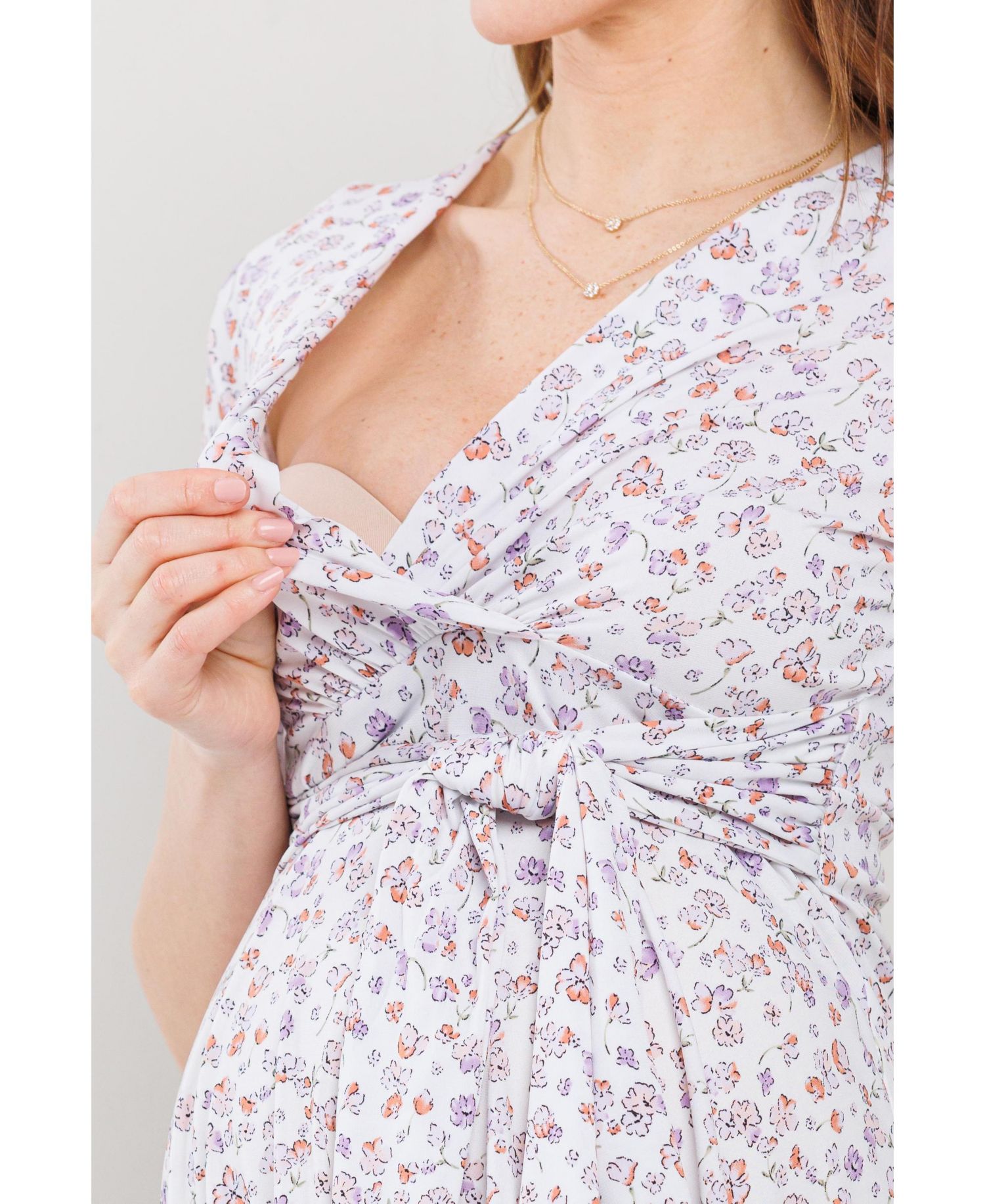 Women's Floral Wrap Nursing Dress with Tie Waist