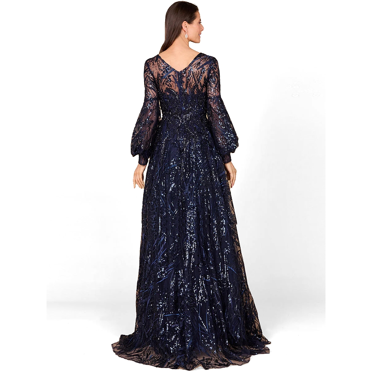 Lara Women's V-Neckline Long Sleeve Gown