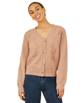 Women's Floral Embroidered Relaxed Fit Cardigan