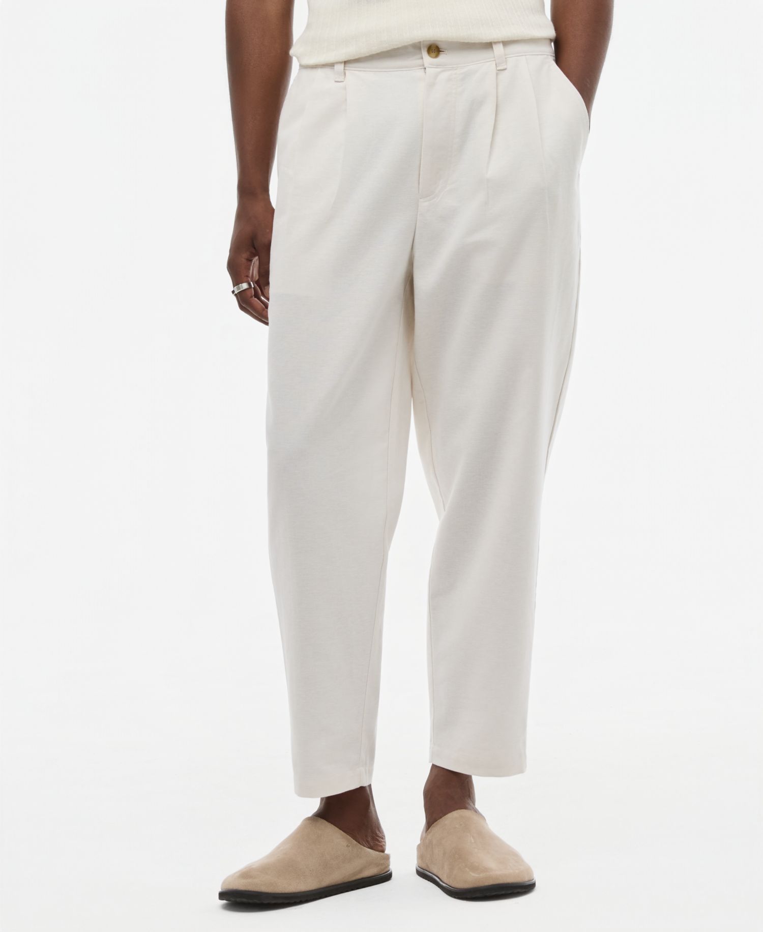 Men's Relaxed-Fit Oxford Linen-Blend Pants
