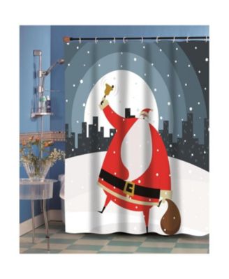 "Santa in the City" Fabric Shower Curtain