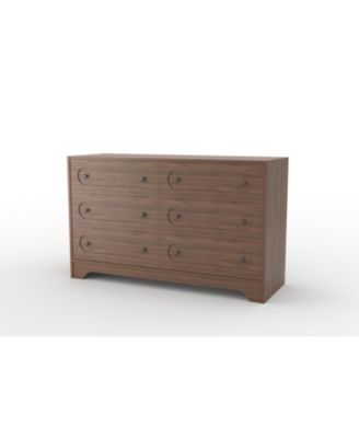 6-Drawer Wood Dresser with Handles - Sturdy Vertical Storage Chest for Bedroom, Hallway, Closet - Modern Wooden Tower Drawer Unit