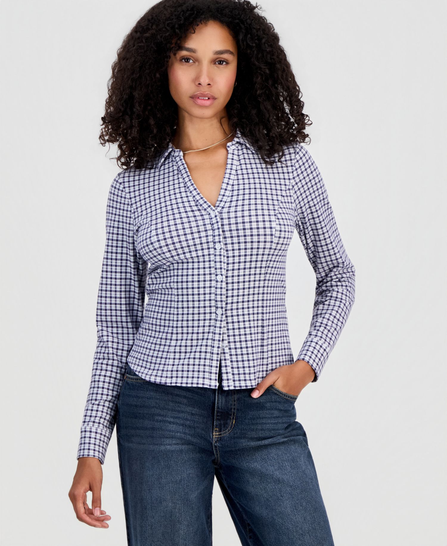 Juniors' Long-Sleeve Tie-Back Shirt