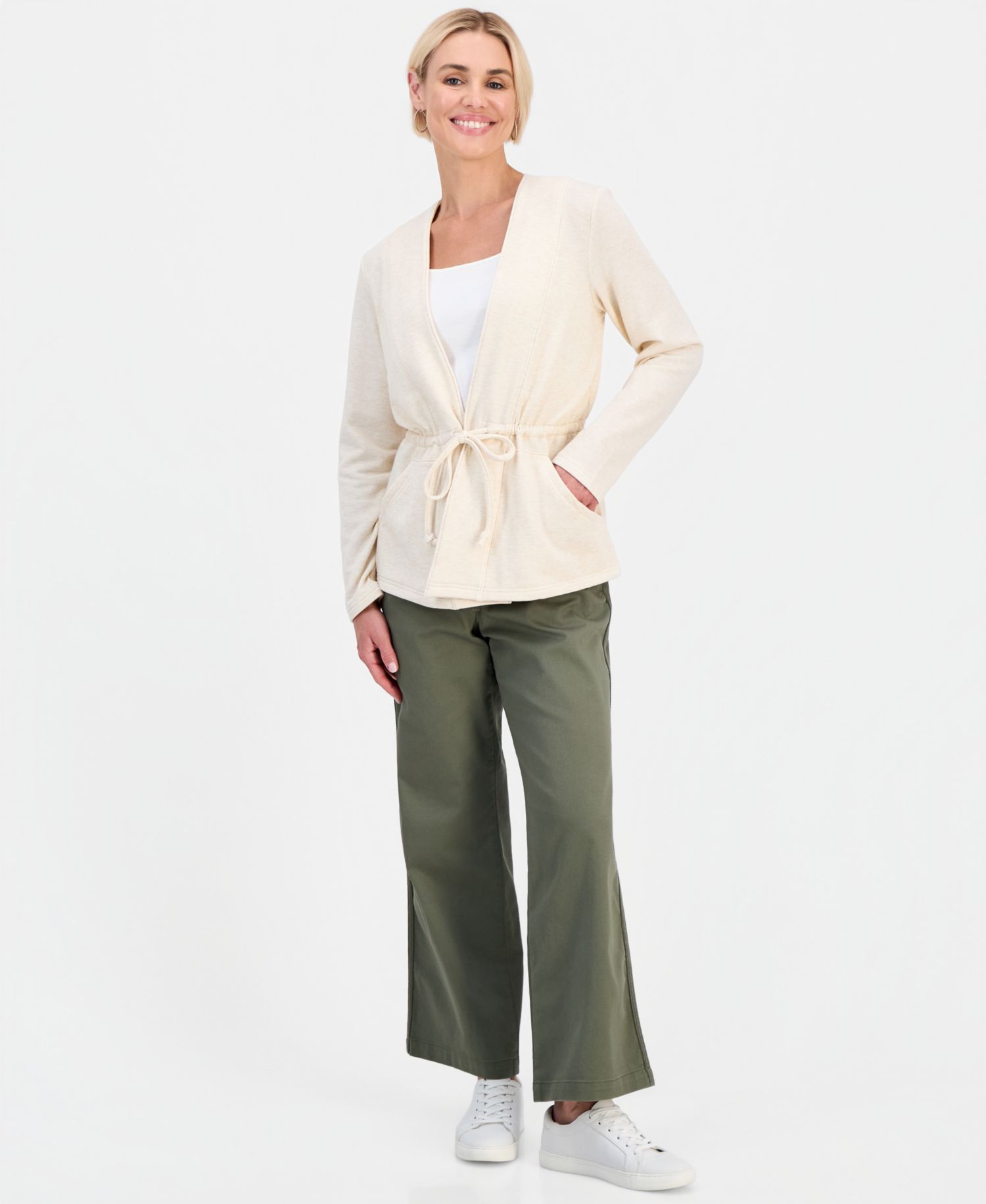 Petite LuxLounge Tied-Lapel Knit Jacket
