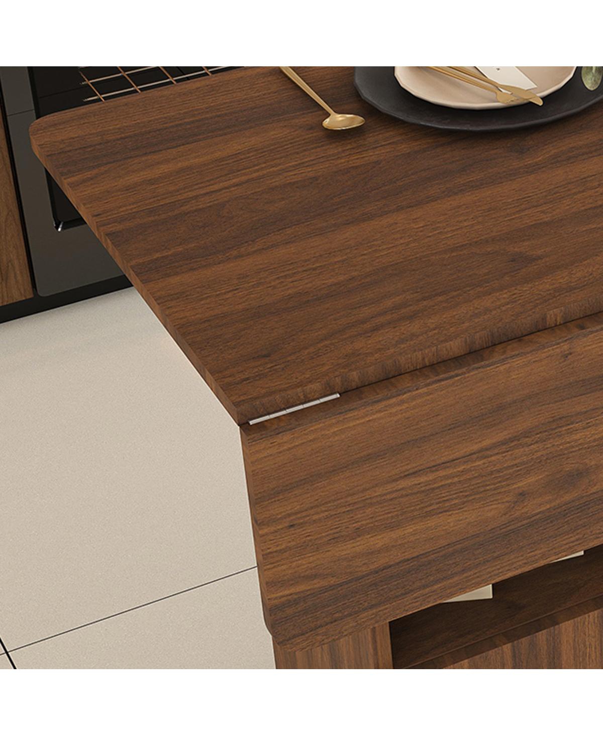 Streamdale Furniture Multi-Functional Folding Table with Storage Shelves and Wheels