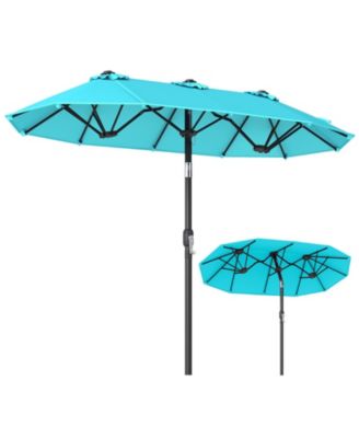 Double-Sided Patio Umbrella w/Push Button Tilt Crank Handle 3 Air Vents for Pool