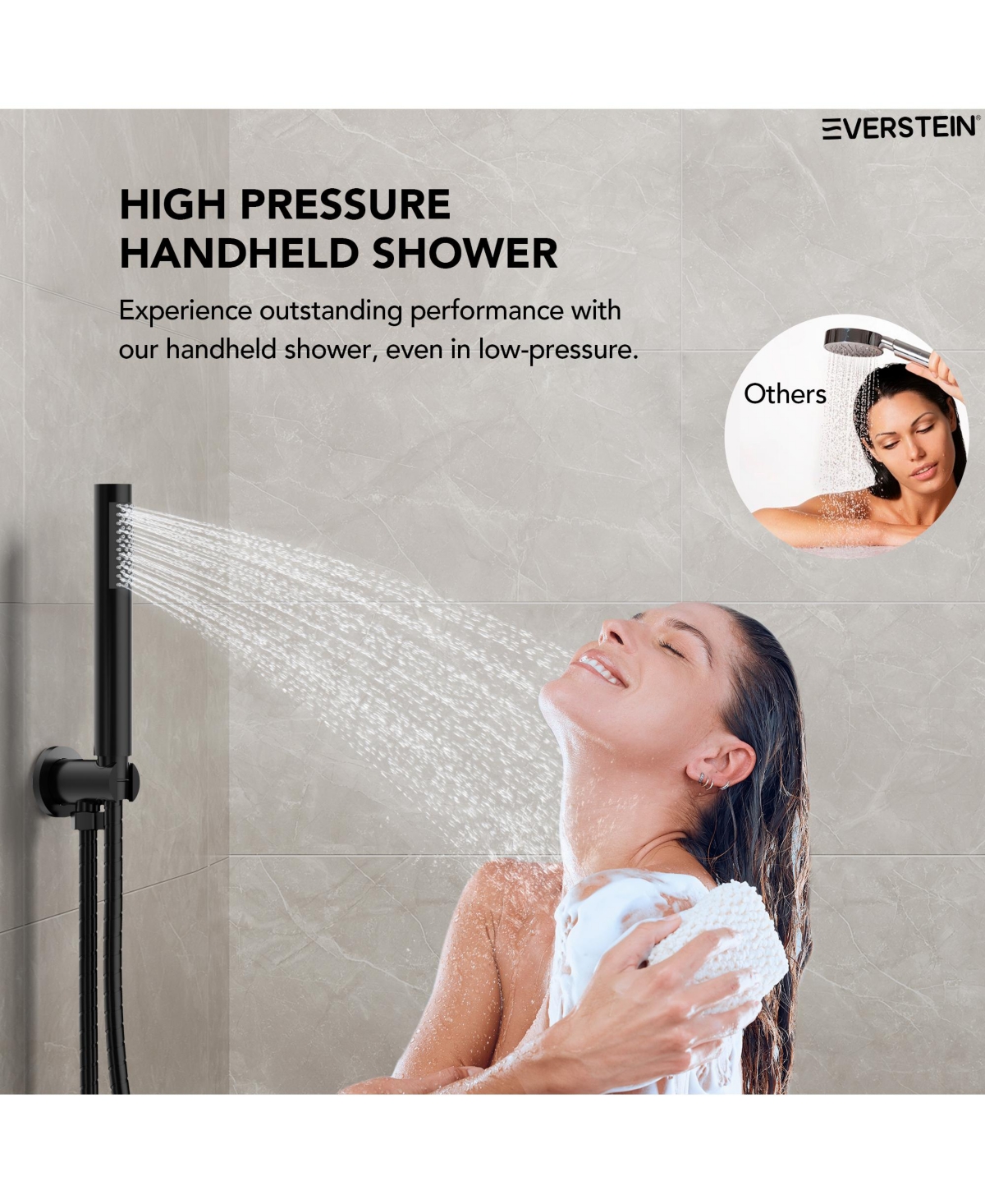 Everstrein Pressure Balance Shower System with 10" Rainfall Shower Faucet and Handheld Shower Spray Matte Black