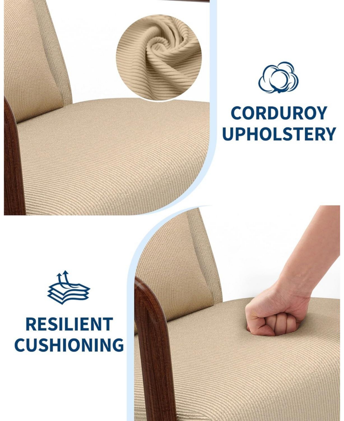 gaomon Modern Corduroy Accent Chair, Ergonomic Lounge Armchair for Living Room, Bedroom, Office