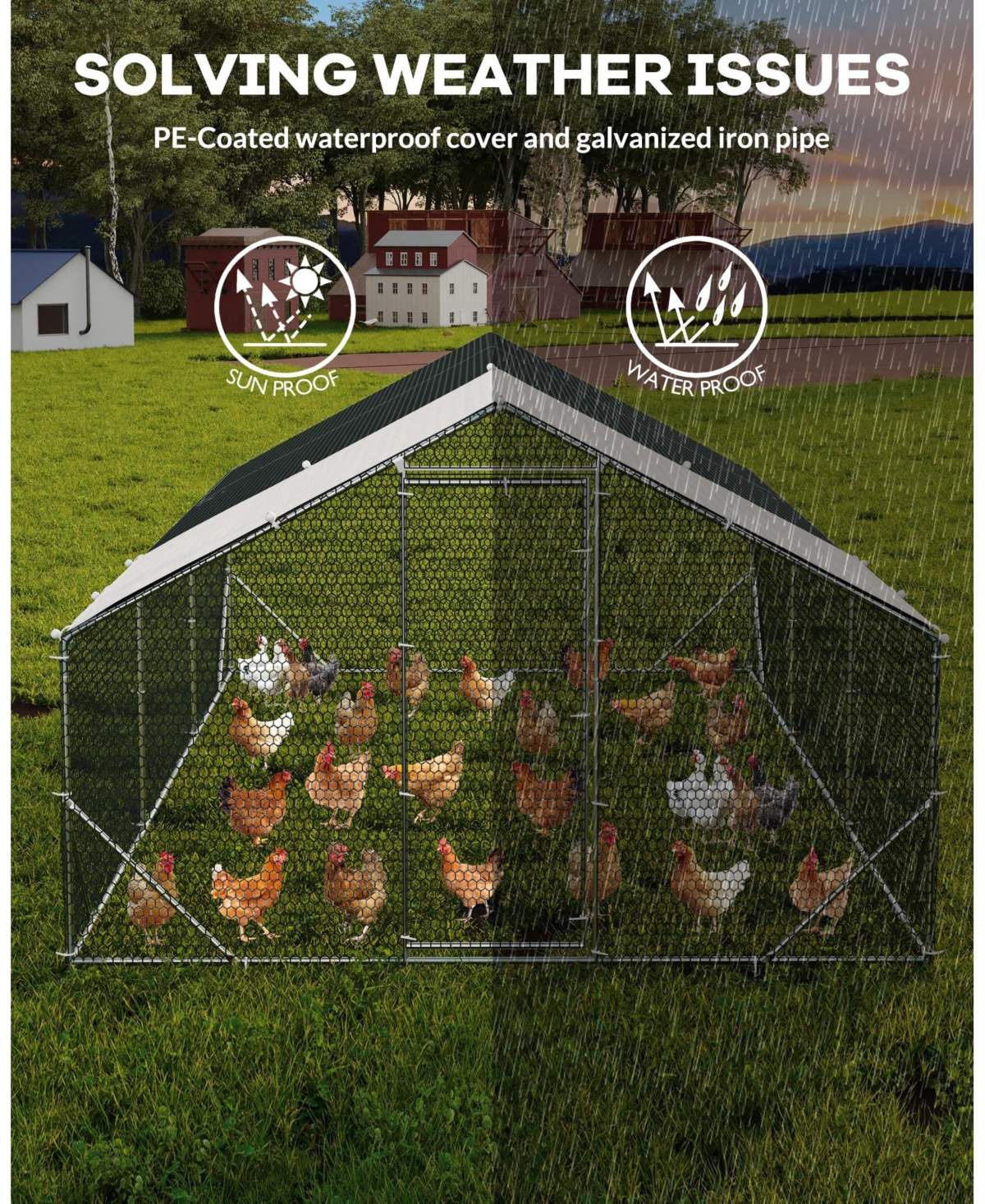 gaomon 13.12'L x 9.84'W x 6.56'H Walk in Chicken Coop, Poultry Cage for Outdoor Storage