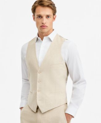 Men's Slim-Fit Linen-Blend Suit Separates Vest