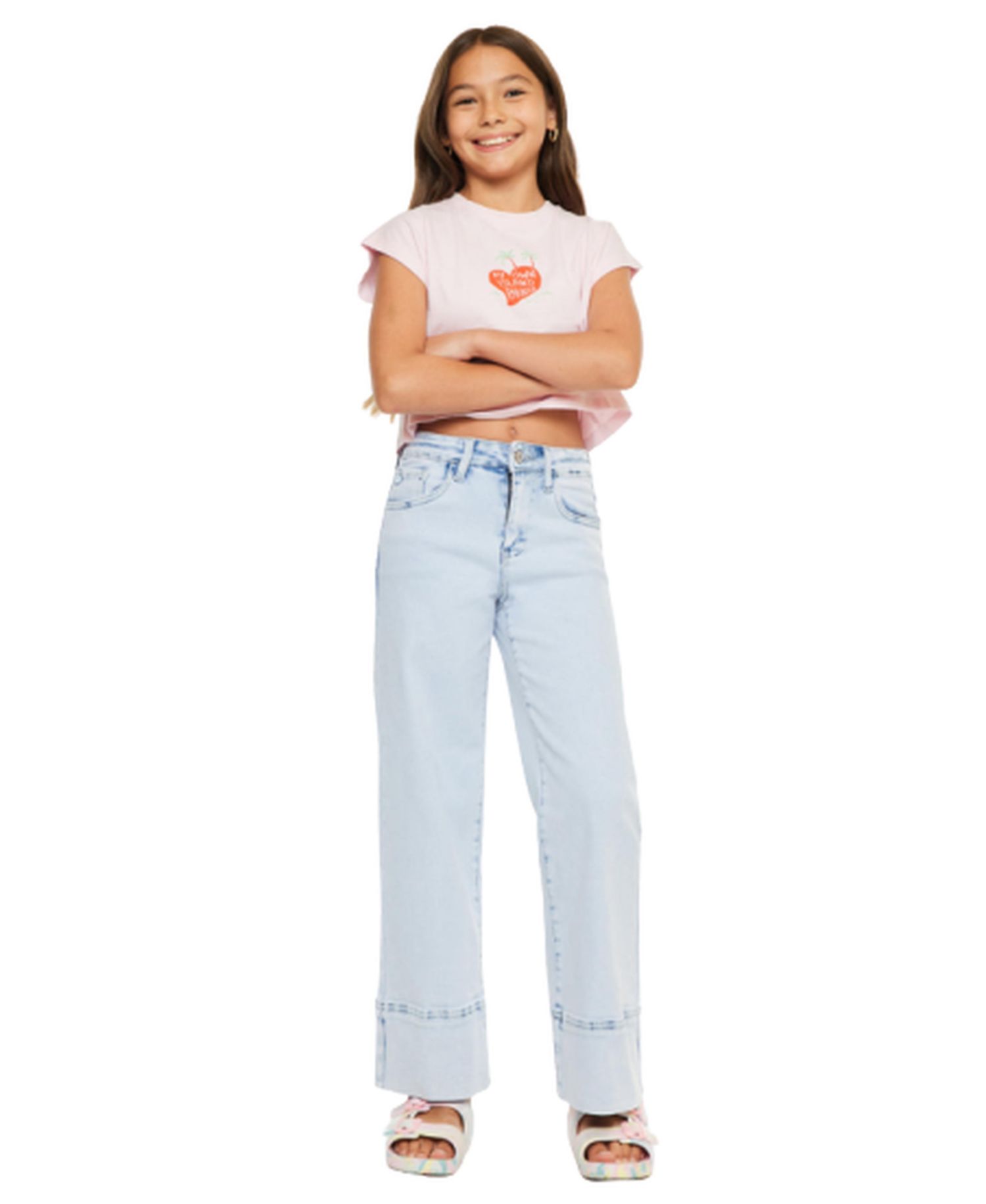 Big Girls USA Kassie High Rise Crop Wide Leg Jeans