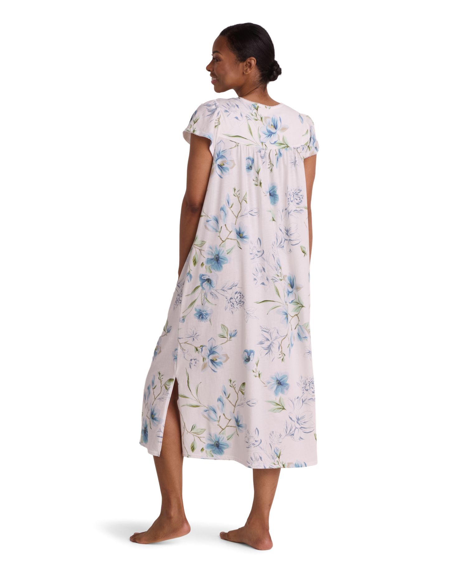 Women's Short-Sleeve Square Neck Long Gown