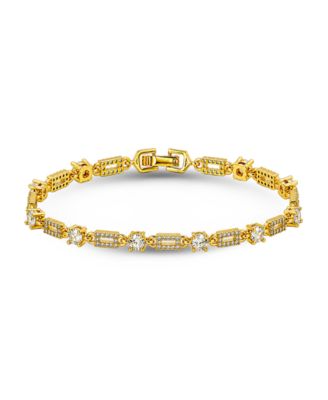 Cubic Zirconia Pave Rectangle Link Bracelet 