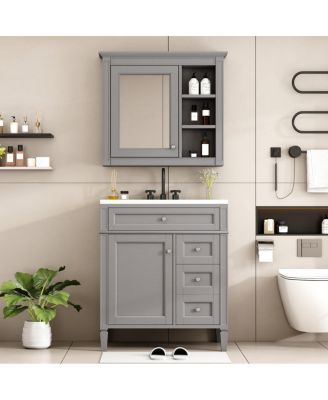 30" Modern Freestanding Bathroom Vanity with Ceramic Sink-Sillysis