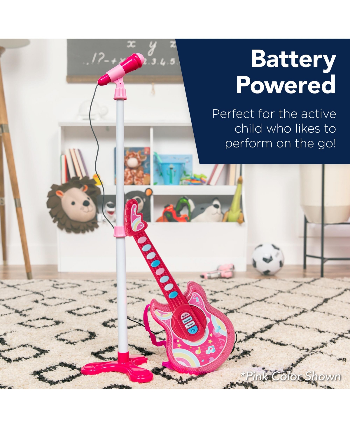 Best Choice Products 19in Kids Flash Guitar, Pretend Play Musical Instrument Toy for Toddlers w/ Mic