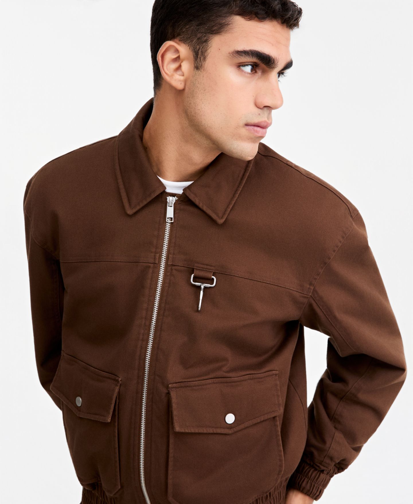 Мужская куртка Mode of One Flight Utilitarian Cotton-Blend Relaxed-Fit Bomber, цвет: Шоколадный — фото 3