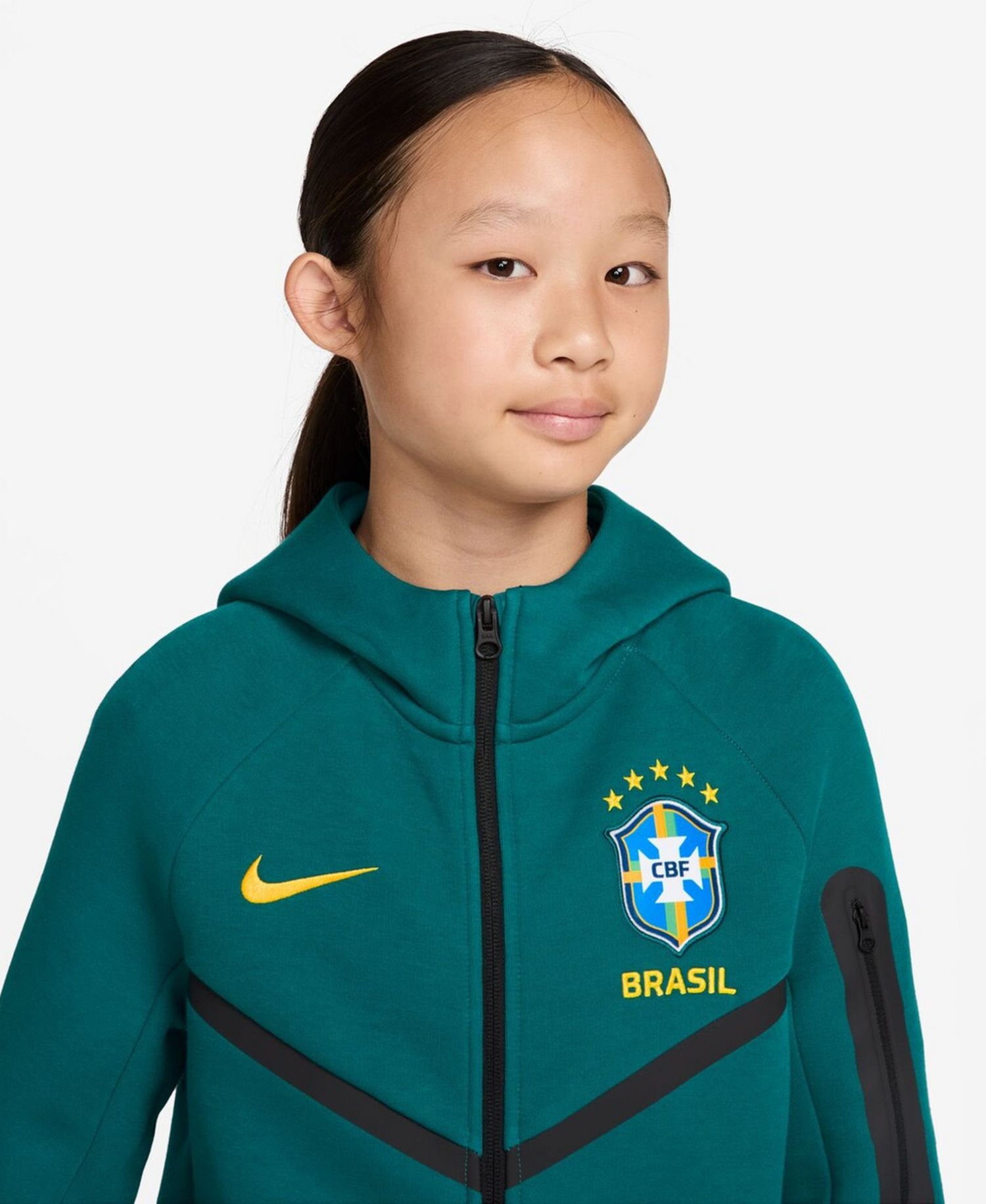 Big Boys and Girls Green Brazil National Team Tech Fleece Full-Zip Hoodie
