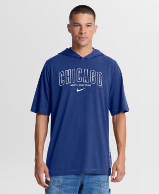 Men's Royal Chicago Cubs Arched Wordmark Tri-Blend Hooded T-Shirt