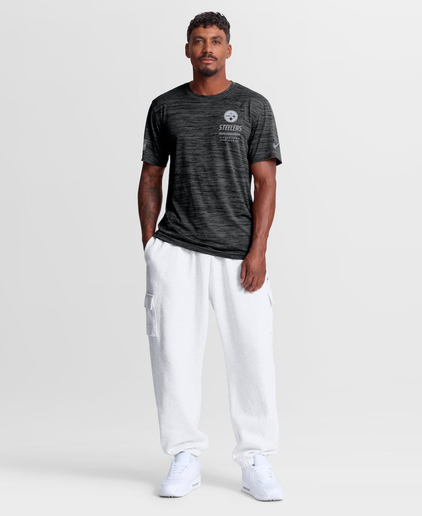 Мужская футболка Nike Black Pittsburgh Steelers Sideline Double Covered Dri-FIT Velocity — фото 2