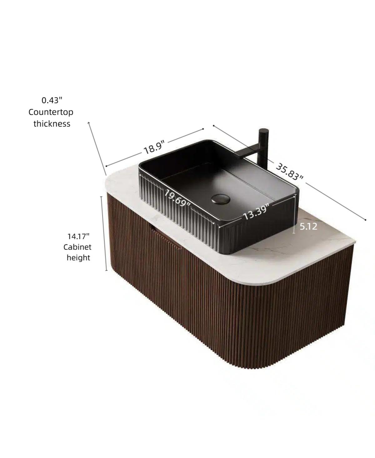 Sillysis Wall Mounted Bathroom Vanity with Ceramic Sink,Plywood Cabinet, Soft Close Drawer