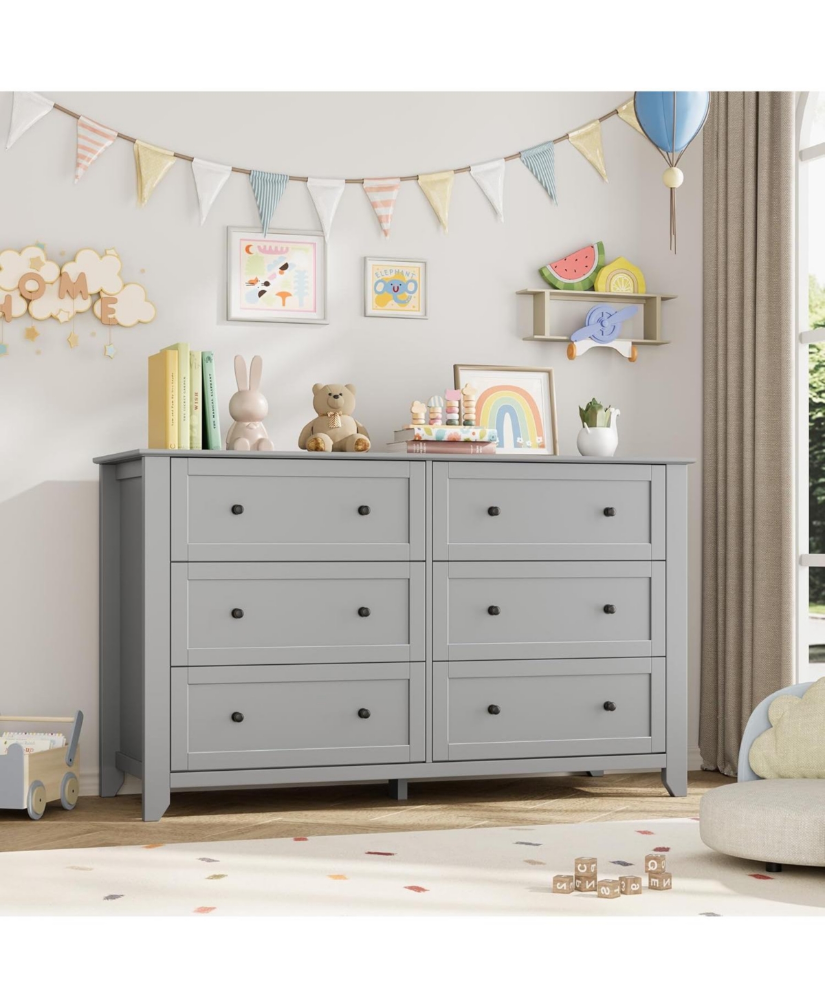 gaomon 6 Drawer Dresser For Bedroom, 54" Wide Large Dresser With Deep Drawers And Metal Knobs, Modern Wooden Chests Of Drawers