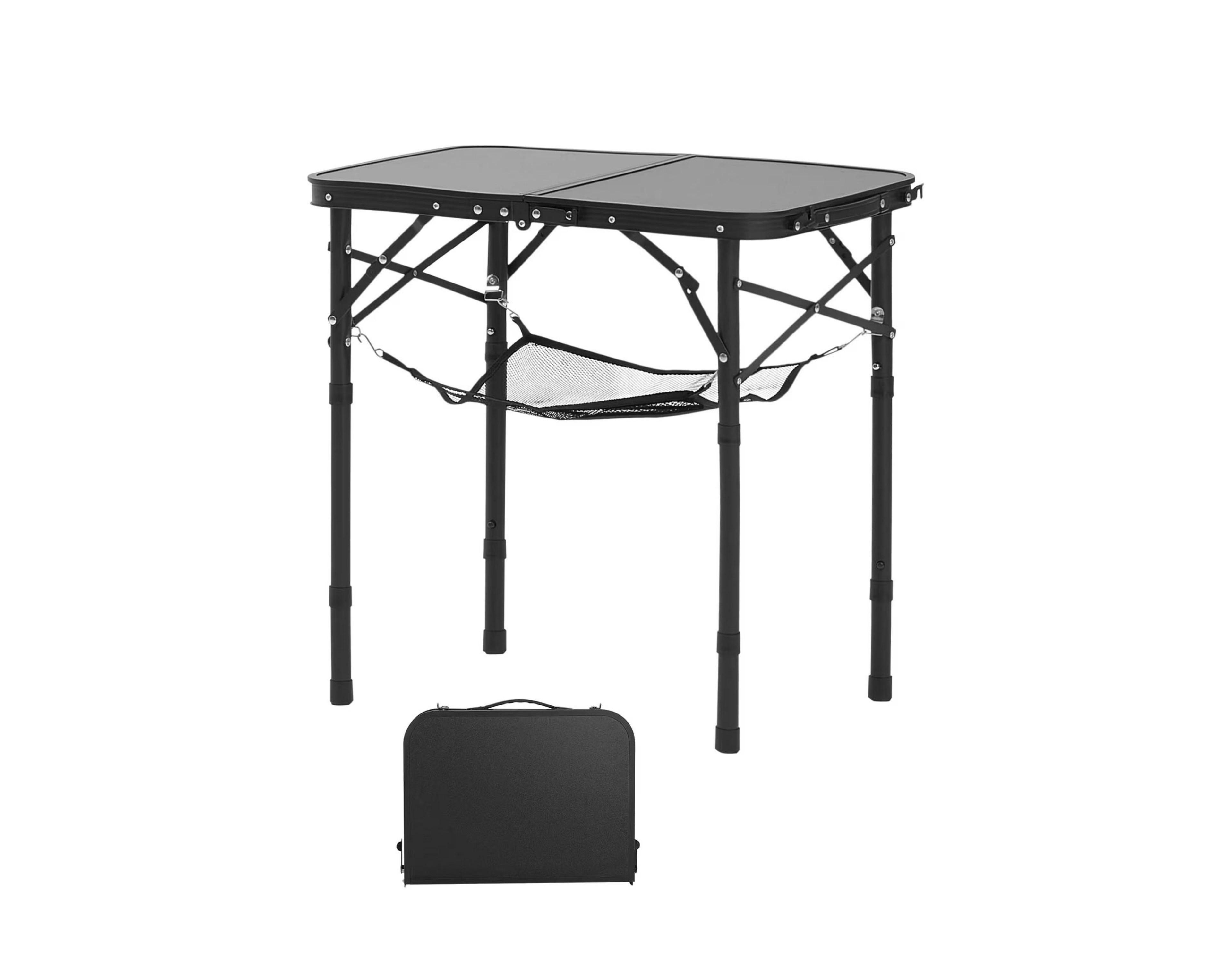 Yiortwo 2 Ft Folding Portable Camping Table Adjustable Height Aluminum Outdoor Picnic Table with Storage Mesh and Carry Handle
