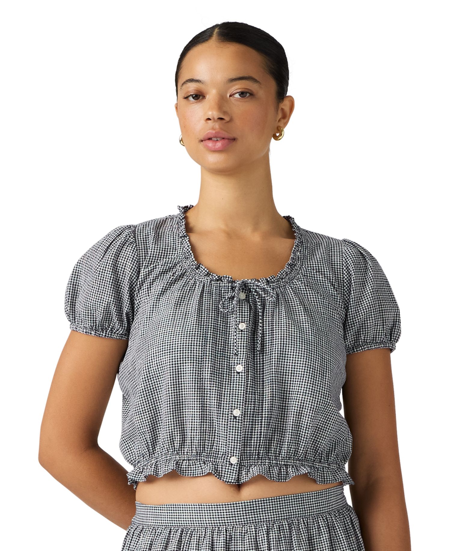 Plus Size Chiara Front Button Short-Sleeve Blouse