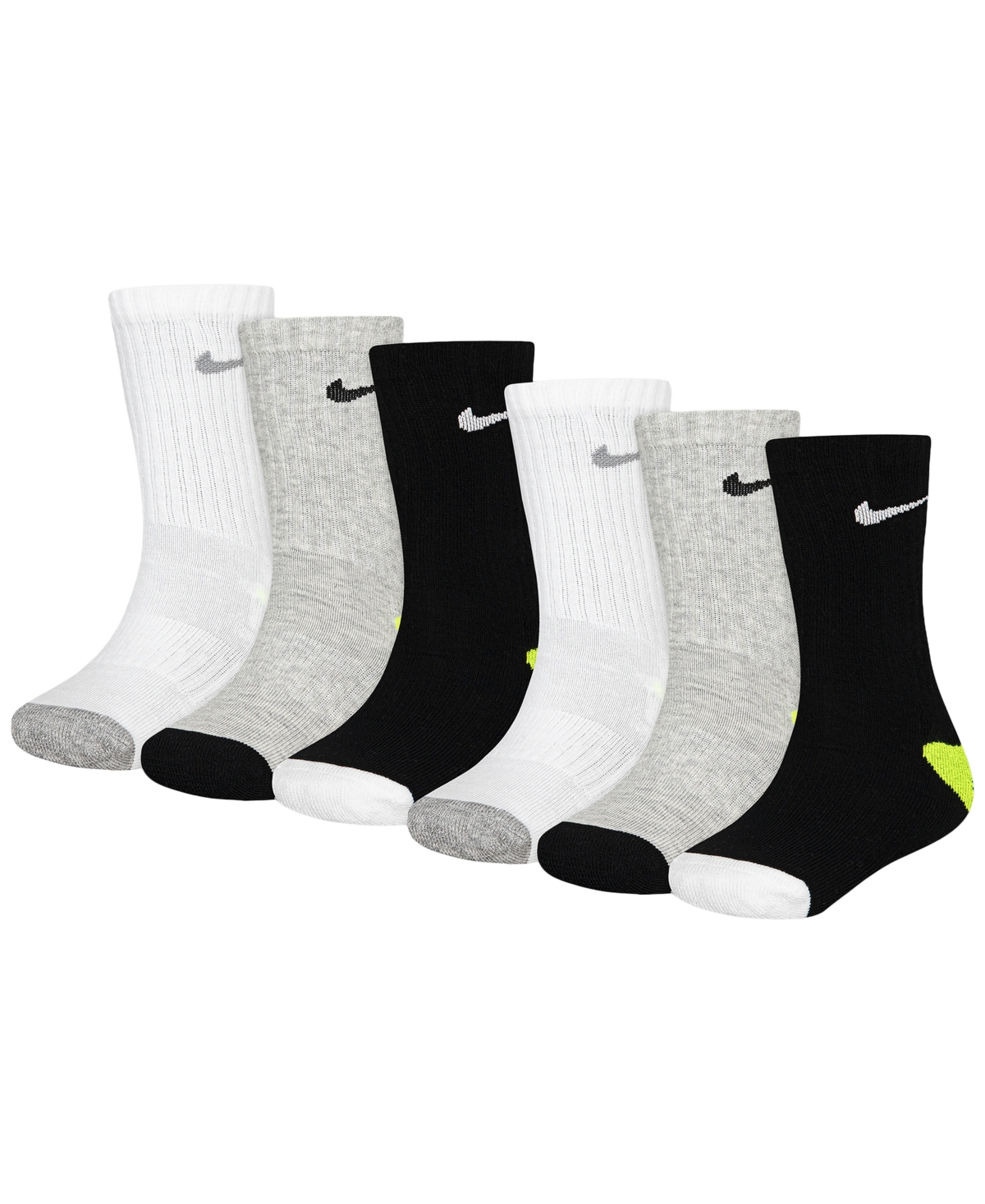 Nike Kids' Boys' And Girls' 4-7 Smiley Dri-fit Crew Socks, 6-pack In Gray
