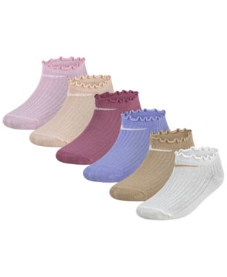 Girls' 4-7 Lettuce Welt No-Show Socks, 6-Pack