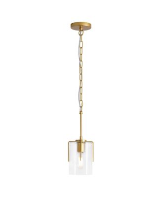 Farmhouse Pendant Light, 1-Light Clear Glass Kitchen Island Light for Dining Table, Adjustable Modern Hanging Ceiling Fixture for Home