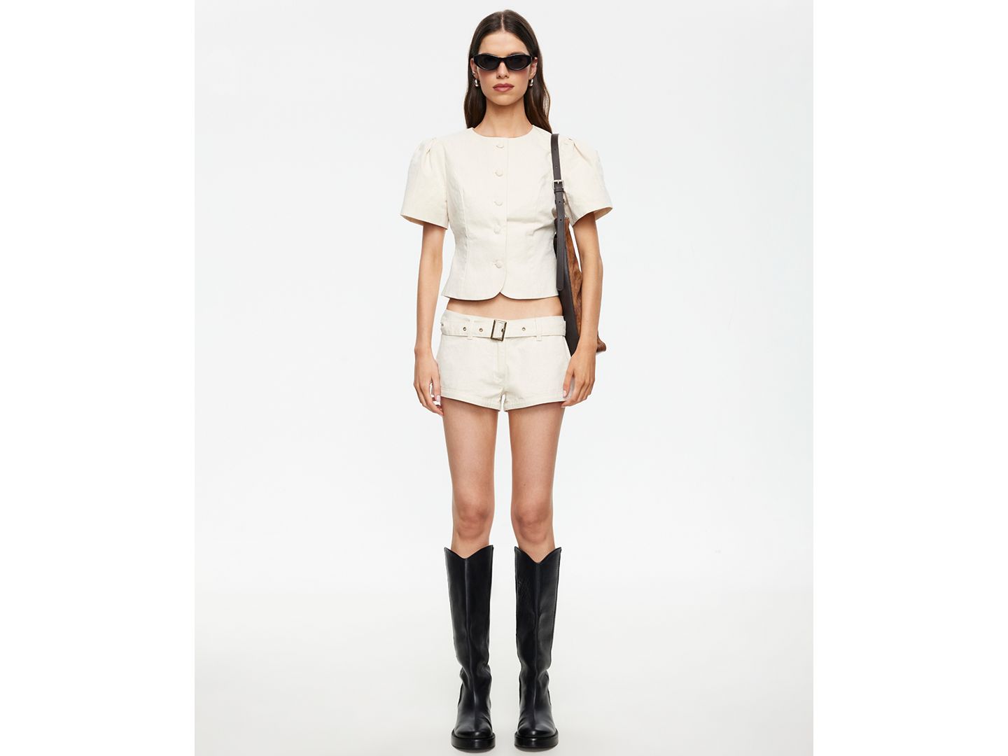 Женская блузка Lioness Cropped Short-Sleeve, цвет: Бежевый — фото 2