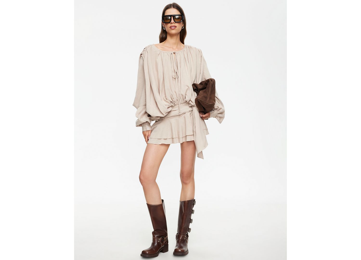 Women's Long-Sleeve Crewneck Mini Dress