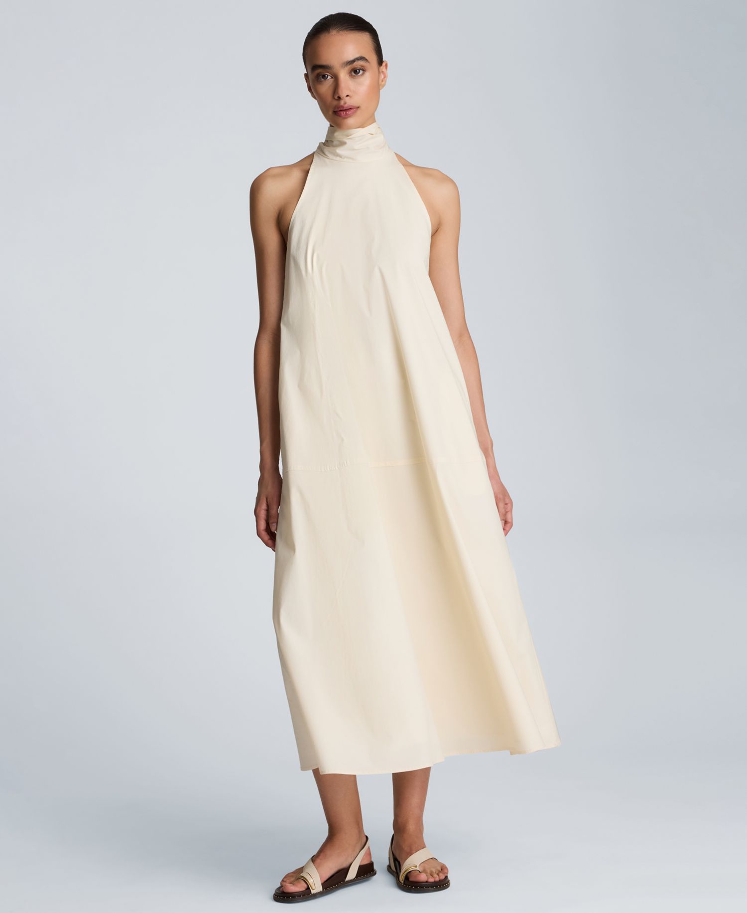 Women's Tie Back Halter Neck Midi Dress