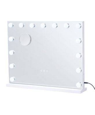 Vanity Mirror With Lights 15 Dimmable Bulbs 3 Color Lighting Modes Makeup Mirror With Detachable 5X Magnification USB Port Smart Touch Control