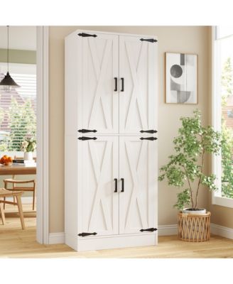 71" Pantry Cabinet with Door and Shelves, Kitchen Storage Cabinet