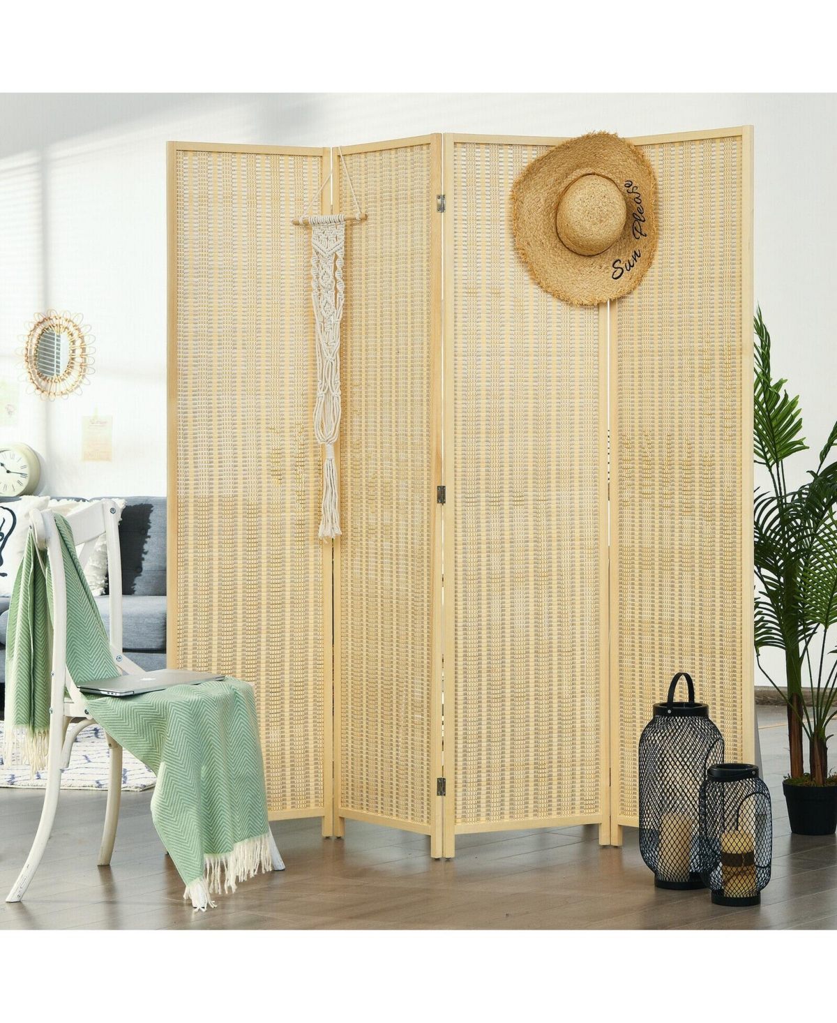 sumyeg 6-Foot 4-Panel Portable Folding Room Divider Privacy Screen