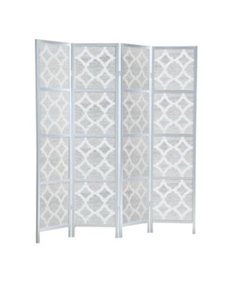 4-Panel Room Divider with Quatrefoil Diamond Design Folding Decorative Screen for Indoor Use