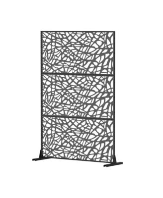 Metal and Plastic Privacy Screen Freestanding Indoor Outdoor Room Divider with Mesh Design