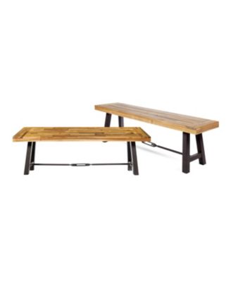 Classic Slatted Acacia Wood Outdoor Bench