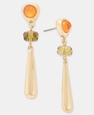 Stone Pebble Linear Drop Earrings