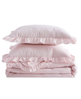 Dot Stitch Ruffled Quilt Set With Shams