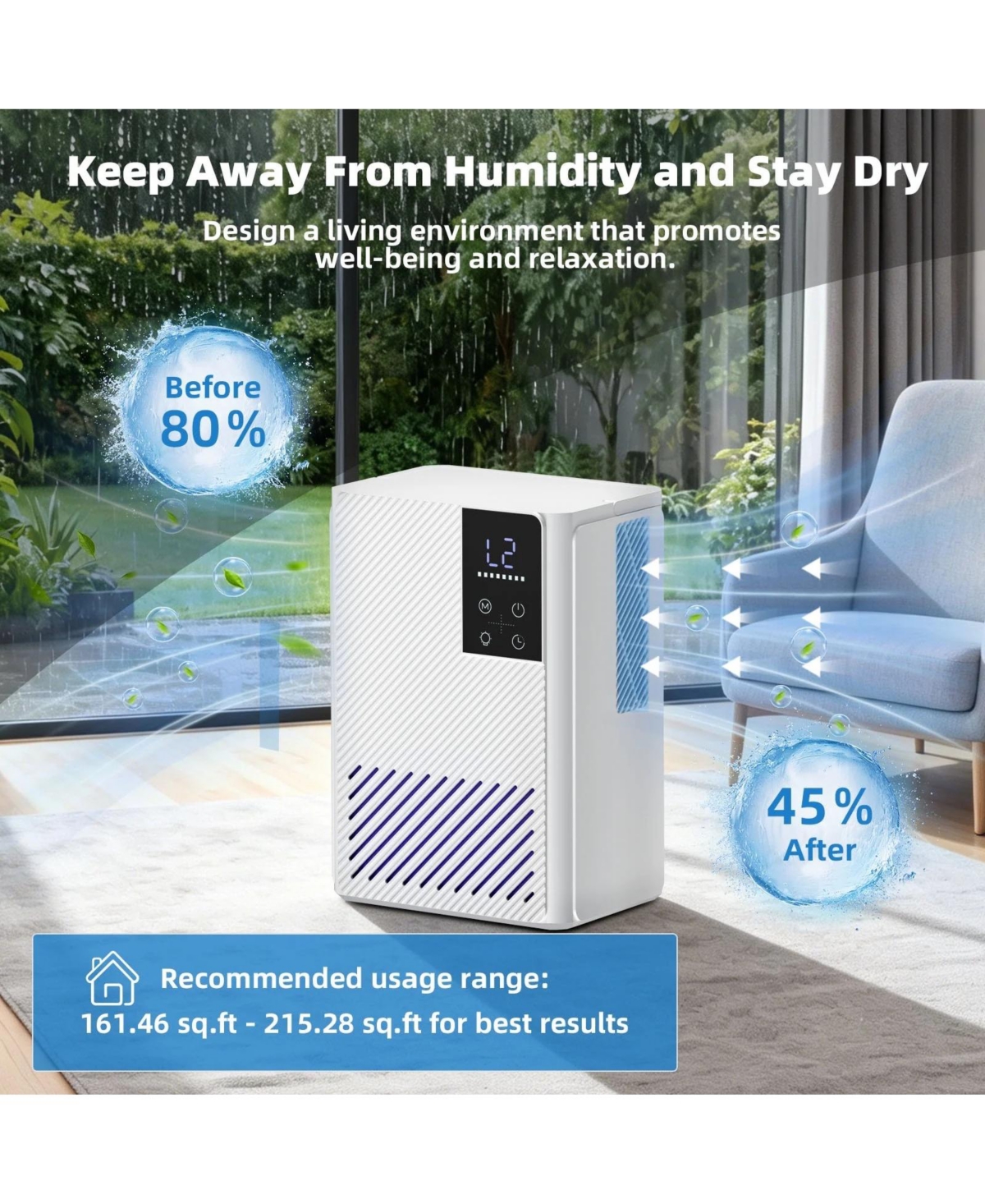 Cowsar Dehumidifier for Home with 68oz Tank, Quiet Mode