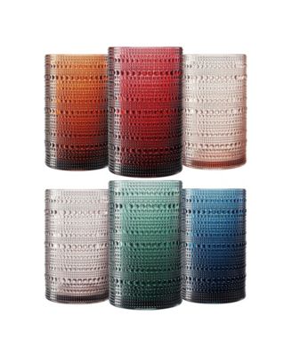 Muted Hobnail Highball Drinking Glasses, Set of 6