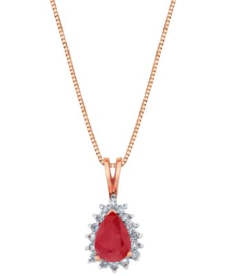 Ruby (9/10 ct. t.w.) & Diamond (1/6 ct. t.w.) Pendant Necklace in 14k Rose Gold