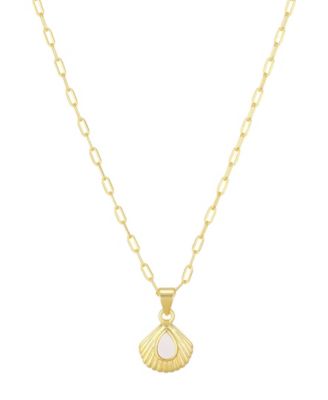 Natural Imitation Pearl Shell Paperclip Palm Necklace